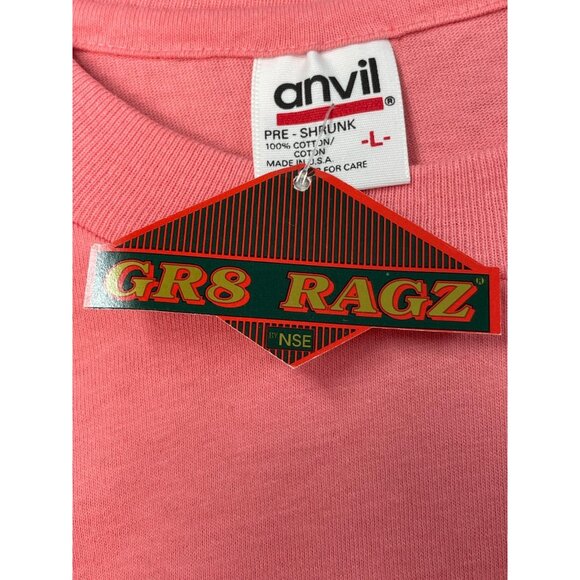 Anvil Women's Pre-Shrunk BFLT Tee GR8 Ragz NSE Large Dolly Wood Pink Shirt VTG - Picture 3 of 7